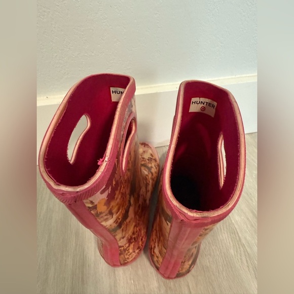 Hunter For Target Girls Hot Pink Speckled Rubber Rain Boots SIZE 1 - Picture 5 of 7
